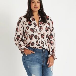 Eloquii Leopard Print Button Down Blouse Size 18
